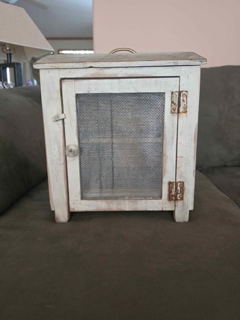 Antique English Pine Tabletop Meat Safe / Bread Box