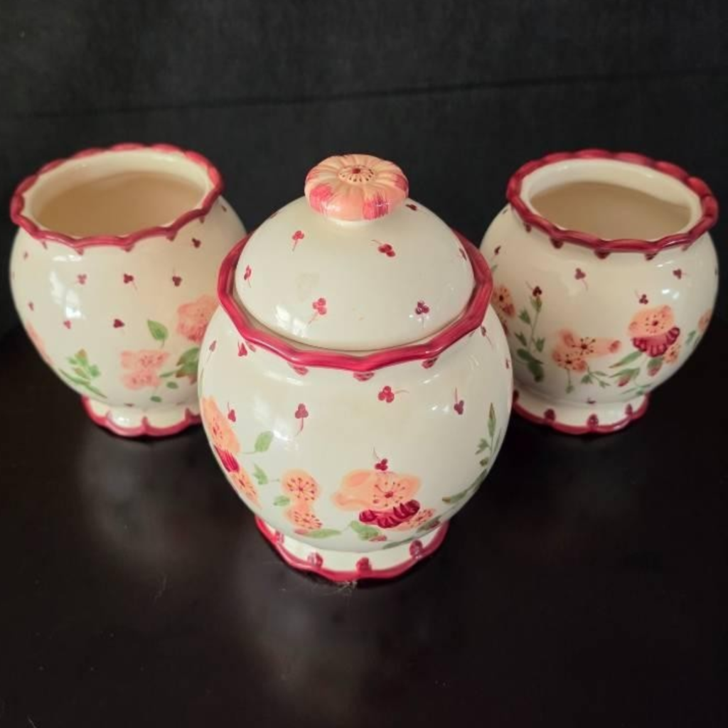 Vintage Laura Ashley "Angelica" Ceramic 3-Piece Canister Set - $30 OBO